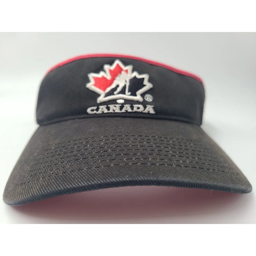 Vintage Canada National Hockey Team Nike Sun Golf Visor Adjustable Hat Cap Black
